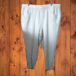 Old Navy Women's 3X  Beige High Rise Straight Taper Linen Blend Pull On Pants